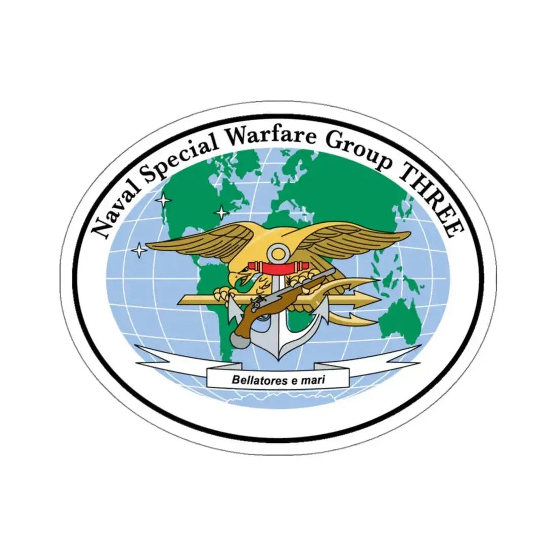 NSWG 3 Naval Special Warfare Group 3 (U.S. Navy) STICKER Vinyl Kiss-Cut Decal 4 Inch White - The Sticker Space