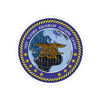 NSWG Ten (U.S. Navy) REVERSE PRINT Transparent STICKER-3" × 3"-The Sticker Space