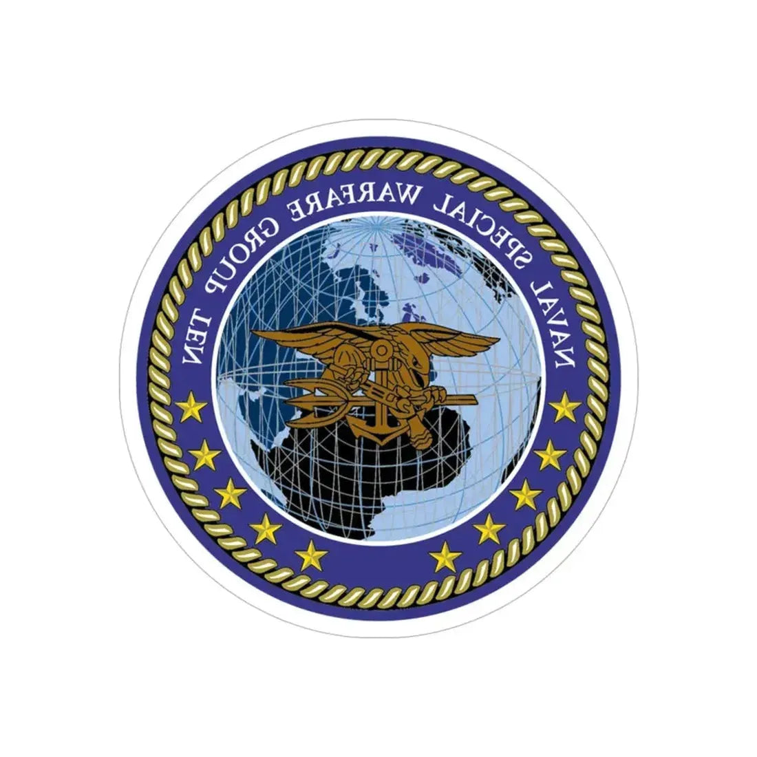 NSWG Ten (U.S. Navy) REVERSE PRINT Transparent Die-Cut STICKER 5 Inch Die-Cut Transparent - The Sticker Space