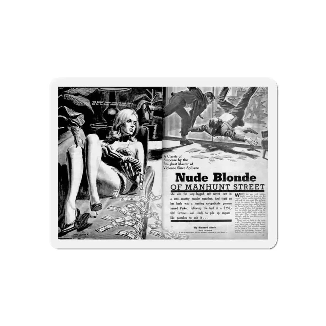 Nude Blonde Of Manhunt Street, Man's World, February 1965 (Magazine Illustration) Refrigerator Magnet - The Sticker Space