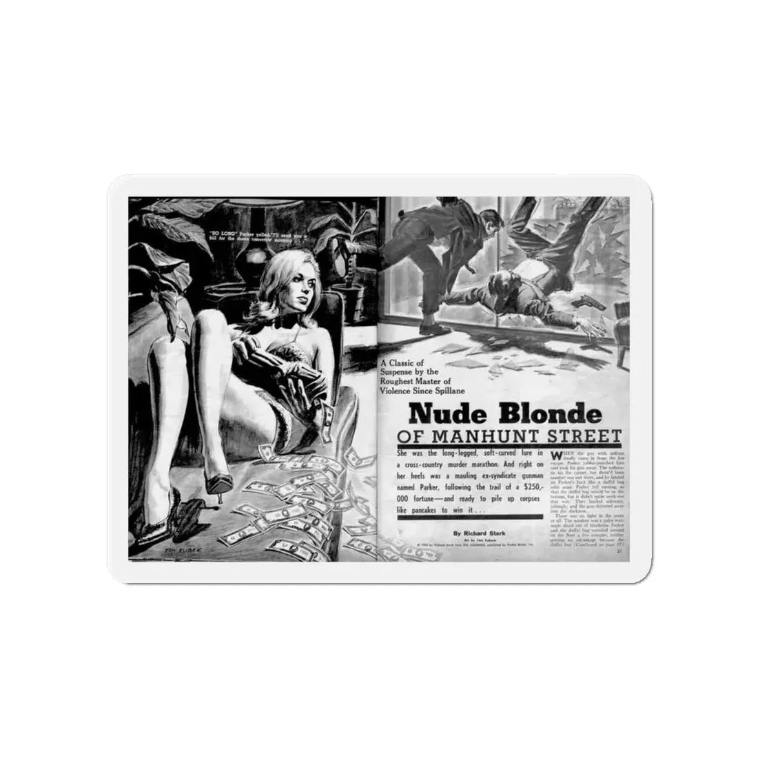 Nude Blonde Of Manhunt Street, Man's World, February 1965 (Magazine Illustration) Refrigerator Magnet - The Sticker Space