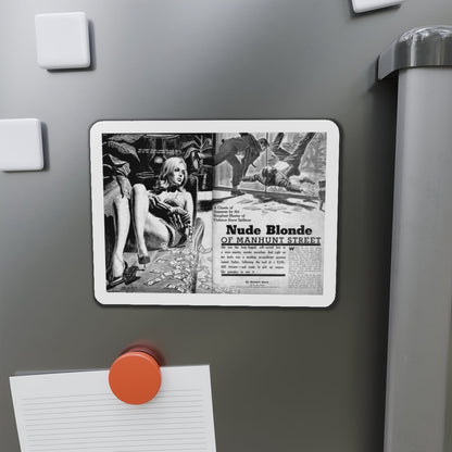 Nude Blonde Of Manhunt Street, Man's World, February 1965 (Magazine Illustration) Refrigerator Magnet-The Sticker Space