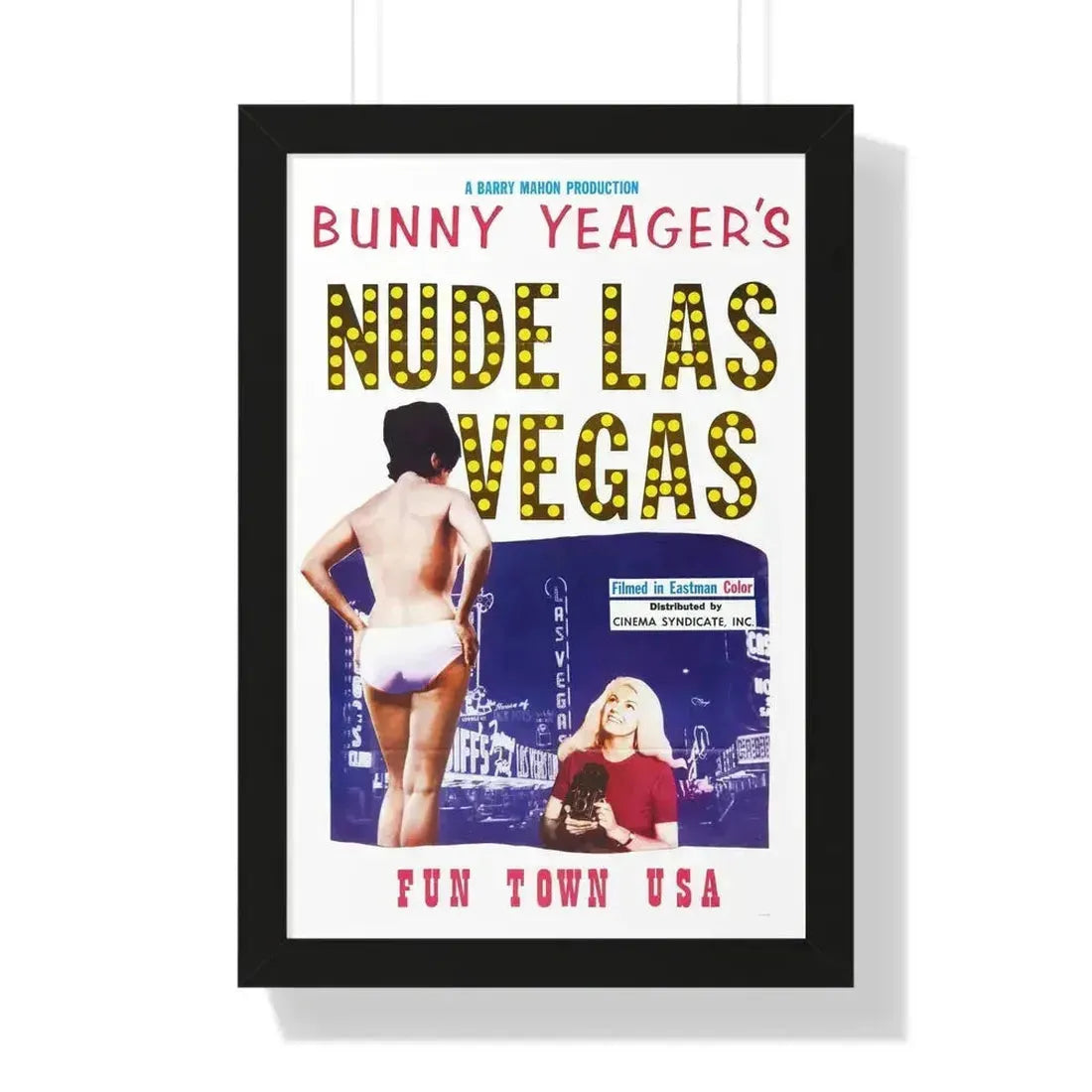 NUDE LAS VEGAS (BUNNY YEAGER) 1963 - Framed Movie Poster 16″ x 24″ Black - The Sticker Space