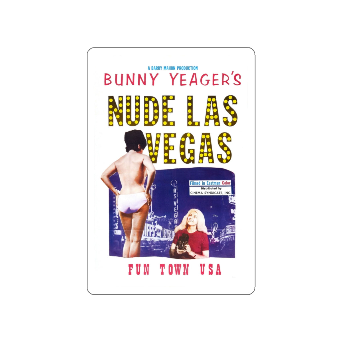 NUDE LAS VEGAS (BUNNY YEAGER) 1963 Movie Poster STICKER Vinyl Die-Cut Decal-White-The Sticker Space