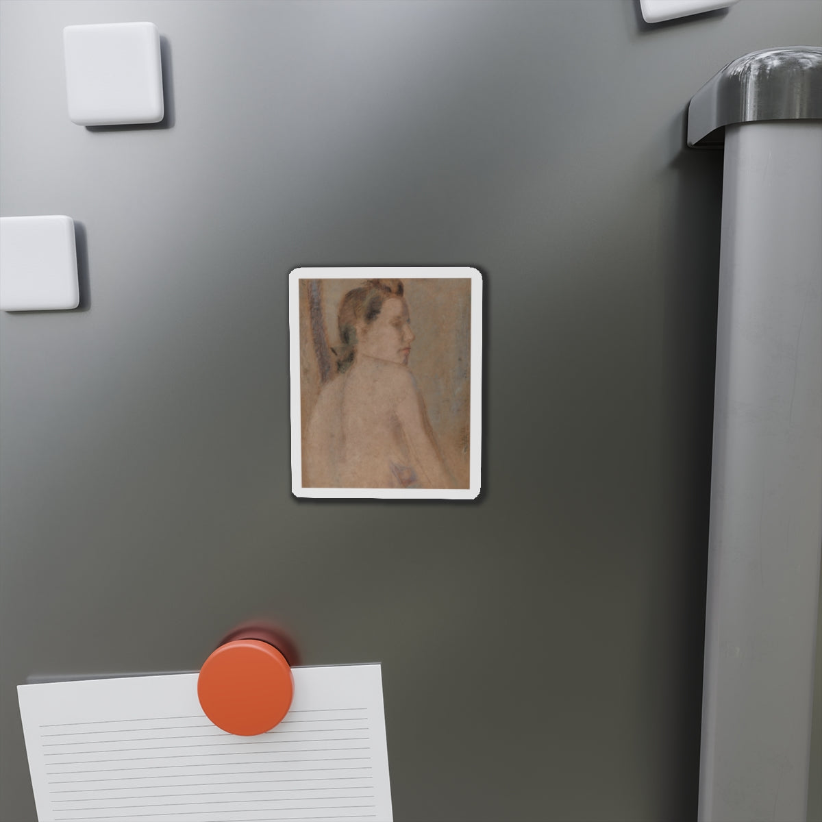 Nude Looking over her Right Shoulder (Magazine Illustration) Refrigerator Magnet-The Sticker Space