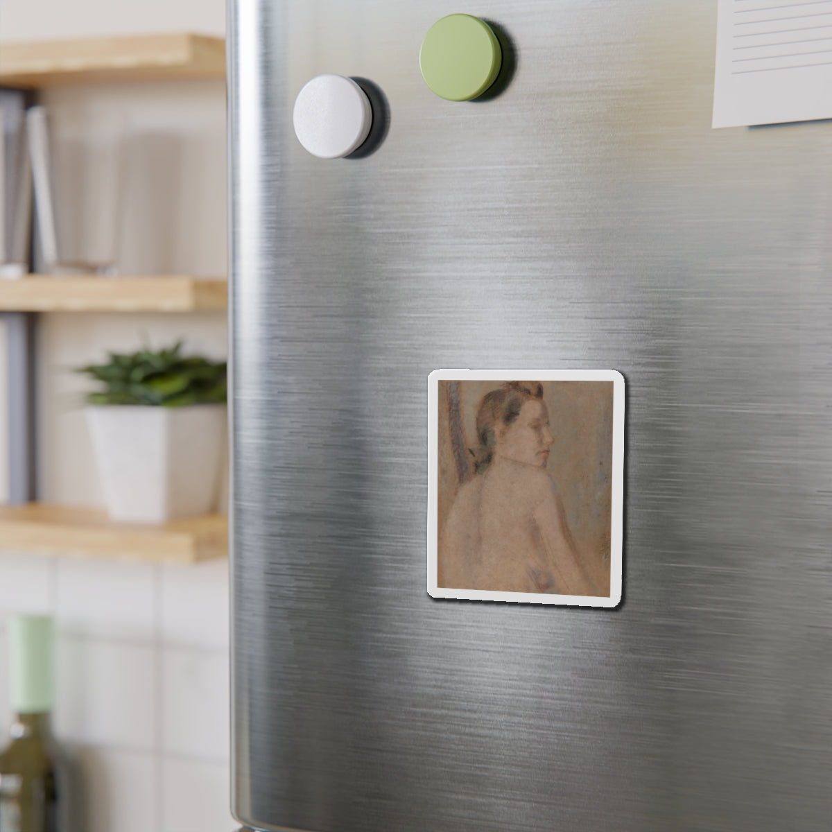 Nude Looking over her Right Shoulder (Magazine Illustration) Refrigerator Magnet-The Sticker Space