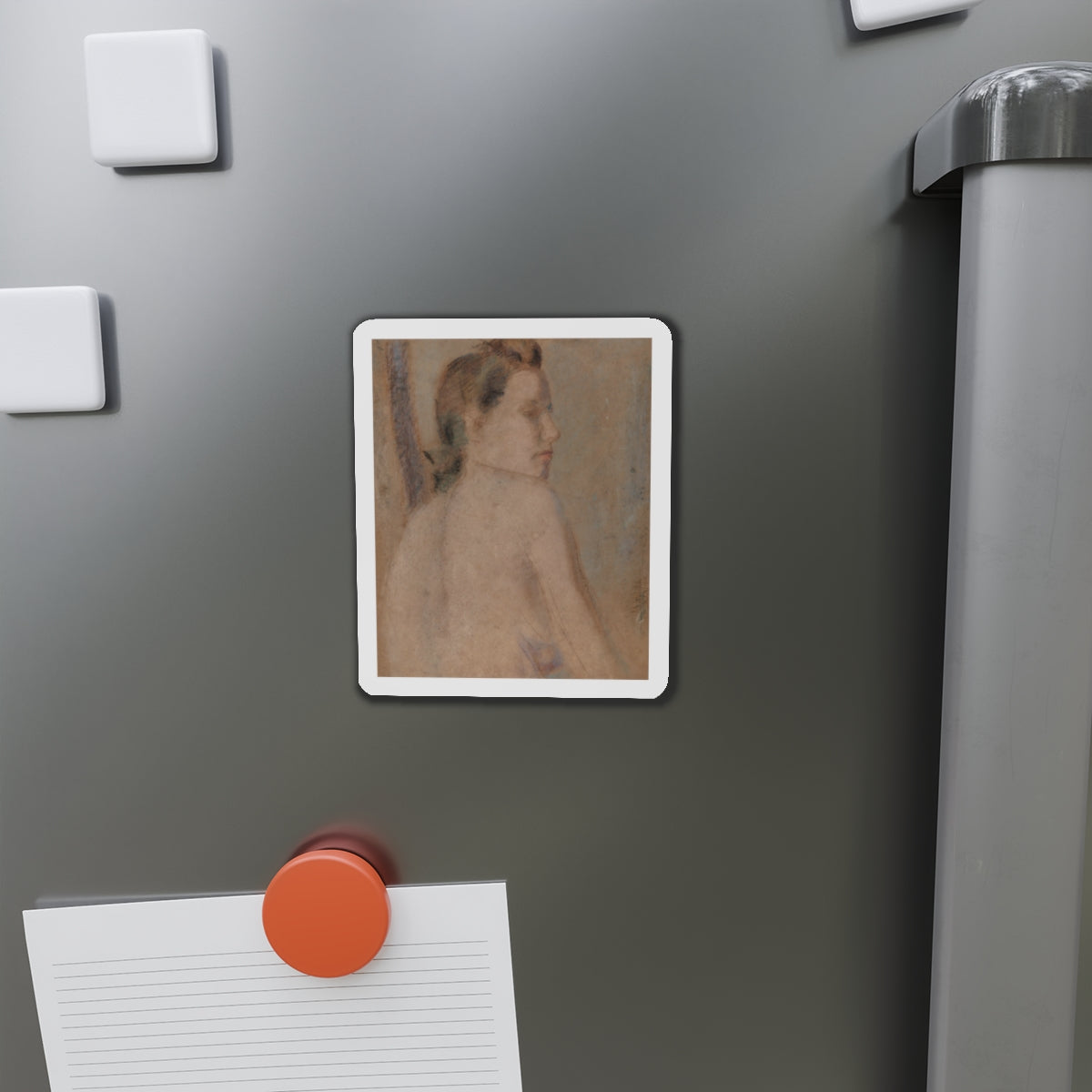 Nude Looking over her Right Shoulder (Magazine Illustration) Refrigerator Magnet-The Sticker Space