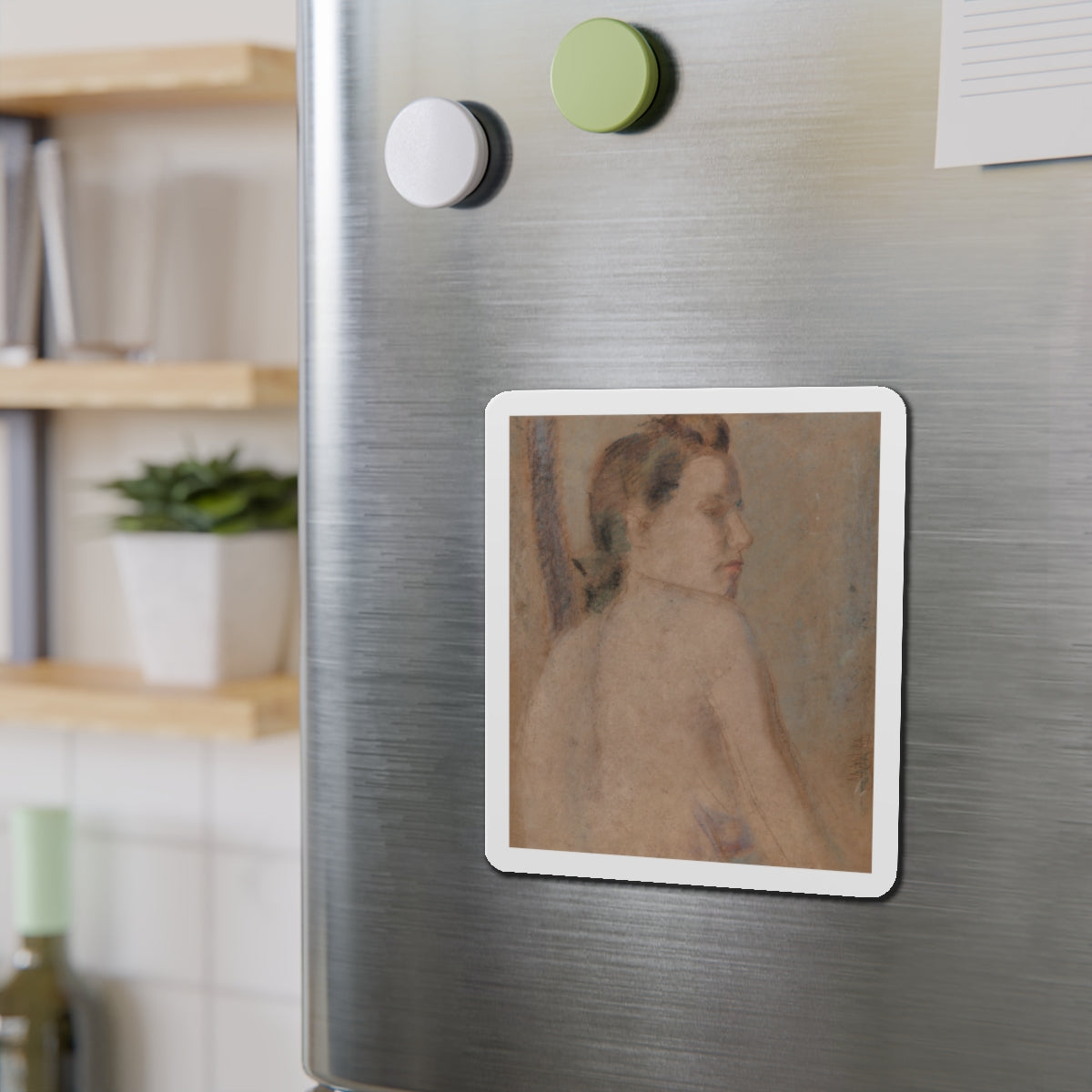 Nude Looking over her Right Shoulder (Magazine Illustration) Refrigerator Magnet-The Sticker Space