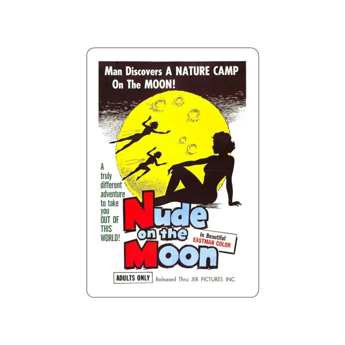NUDE ON THE MOON (2) 1961 Movie Poster STICKER Vinyl Die-Cut Decal 3 Inch - The Sticker Space