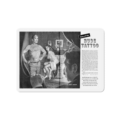 Nude Tatoo, Man's Illustrated, December 1958 (Magazine Illustration) Refrigerator Magnet-3" x 3"-The Sticker Space