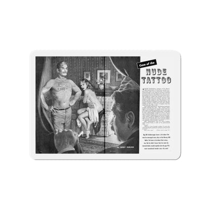 Nude Tatoo, Man's Illustrated, December 1958 (Magazine Illustration) Refrigerator Magnet-4" x 4"-The Sticker Space