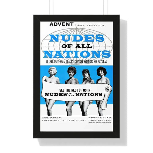 NUDES OF ALL NATIONS 1962 - Framed Movie Poster 16″ x 24″ Black - The Sticker Space