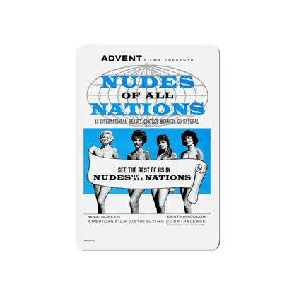 NUDES OF ALL NATIONS 1962 Movie Poster - Refrigerator Magnet 3 Inch Die-Cut - The Sticker Space