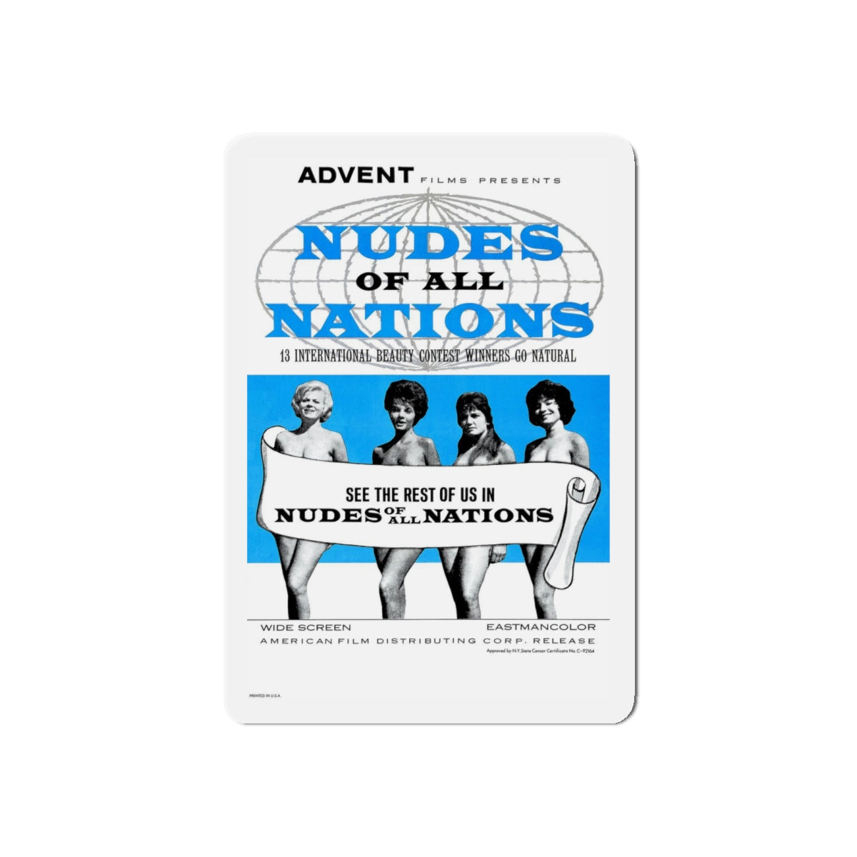 NUDES OF ALL NATIONS 1962 Movie Poster - Refrigerator Magnet-4" x 4"-The Sticker Space