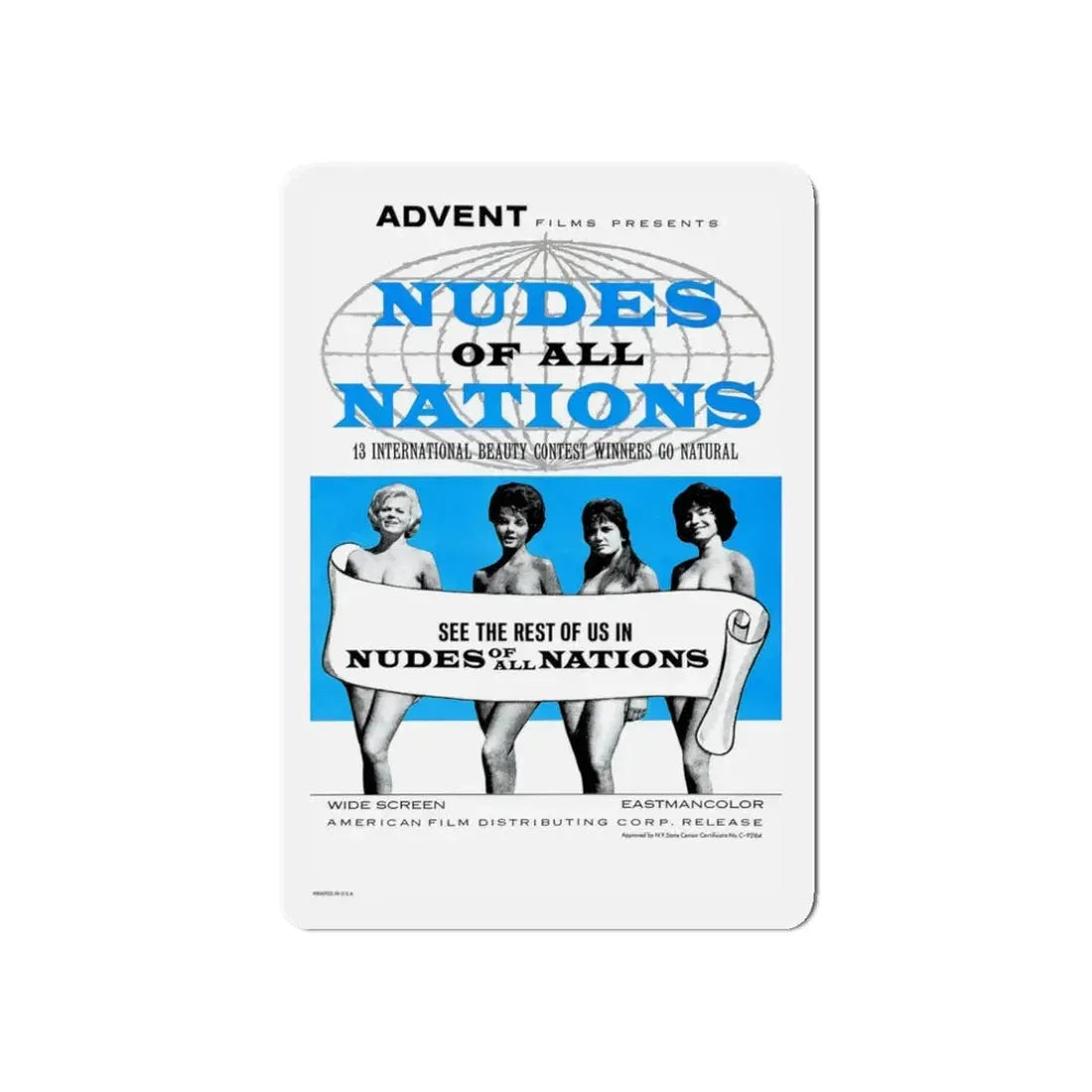 NUDES OF ALL NATIONS 1962 Movie Poster - Refrigerator Magnet - The Sticker Space