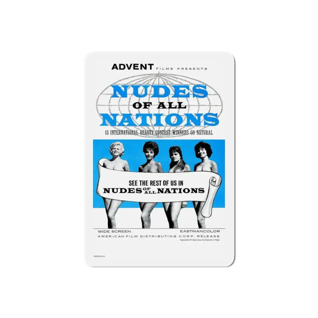 NUDES OF ALL NATIONS 1962 Movie Poster - Refrigerator Magnet - The Sticker Space