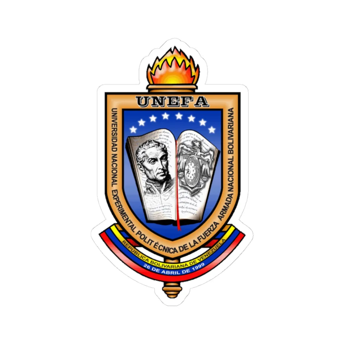Nuevo Escudo de la UNEFA Desde 1999 (Venezuela) (Coat of Arms) STICKER Vinyl Kiss-Cut Decal 3 Inch White - The Sticker Space