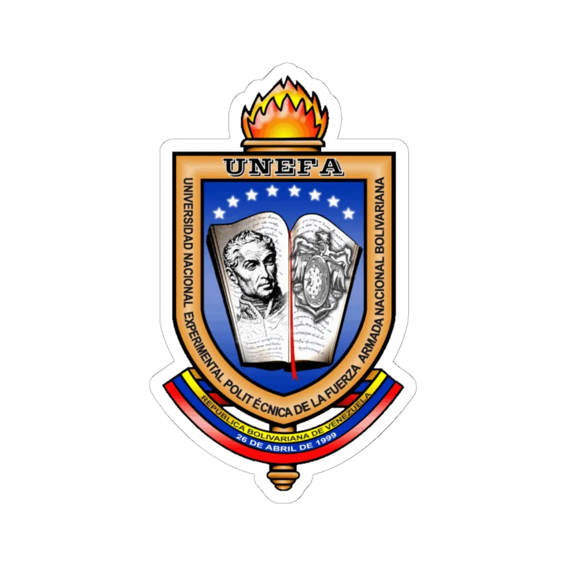 Nuevo Escudo de la UNEFA Desde 1999 (Venezuela) (Coat of Arms) STICKER Vinyl Kiss-Cut Decal 6 Inch White - The Sticker Space