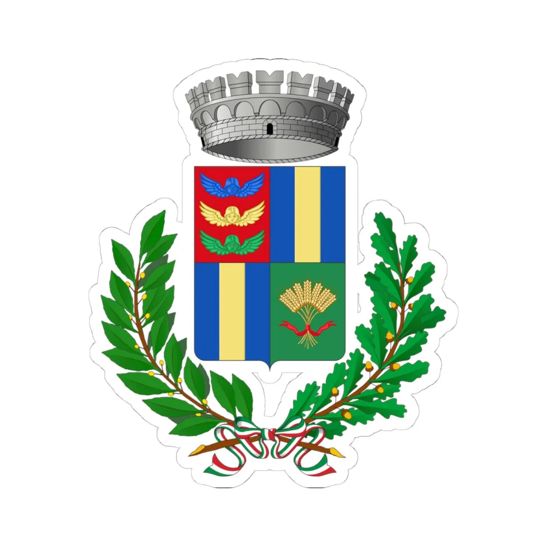 Nulvi-Stemma (Italy) (Coat of Arms) STICKER Vinyl Kiss-Cut Decal 4 Inch White - The Sticker Space