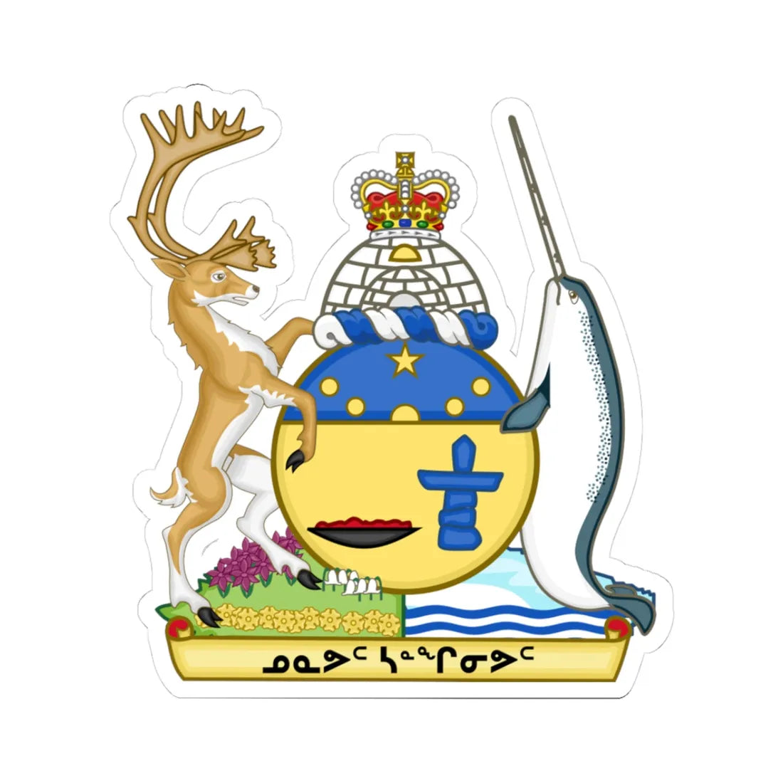Nunavut coat of arms (Canada) (Coat of Arms) STICKER Vinyl Kiss-Cut Decal 3 Inch White - The Sticker Space