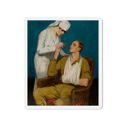 Nurse Lighting a Pipe (Magazine Illustration) Refrigerator Magnet-2" x 2"-The Sticker Space