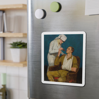 Nurse Lighting a Pipe (Magazine Illustration) Refrigerator Magnet-The Sticker Space