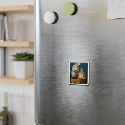 Nurse Lighting a Pipe (Magazine Illustration) Refrigerator Magnet-The Sticker Space