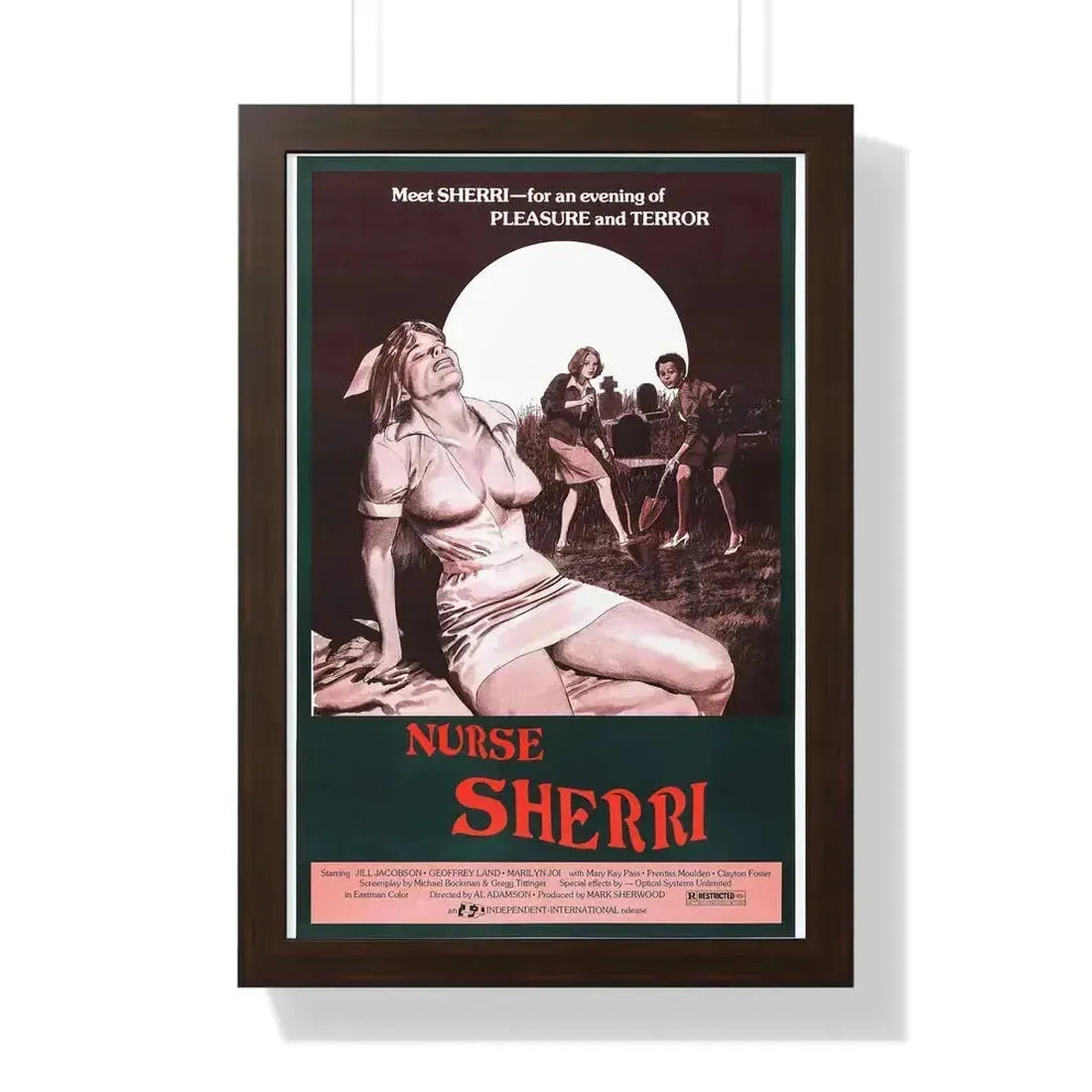 NURSE SHERRI 1977 - Framed Movie Poster 16″ x 24″ Walnut - The Sticker Space