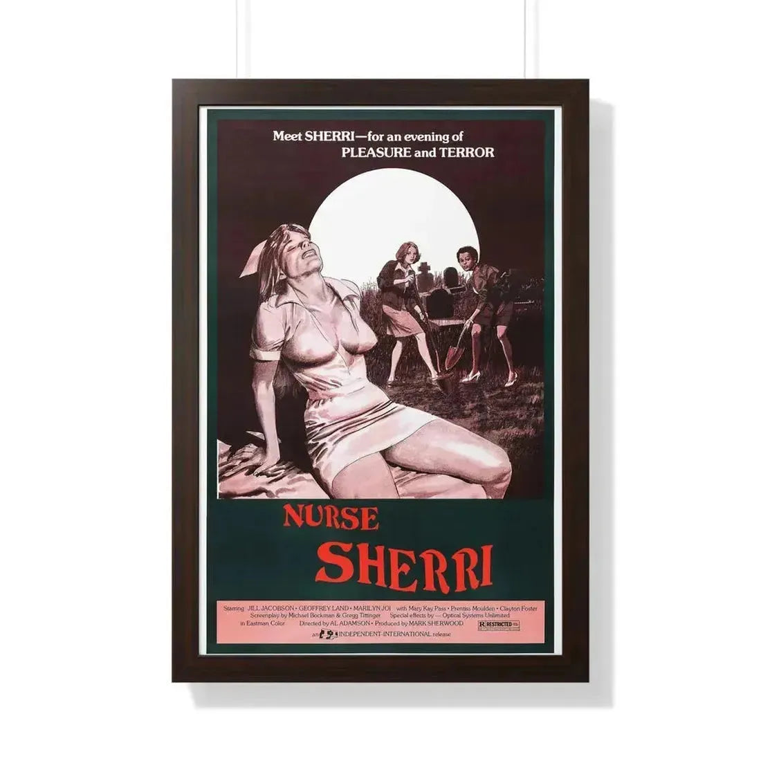 NURSE SHERRI 1977 - Framed Movie Poster 20" x 30" Walnut - The Sticker Space