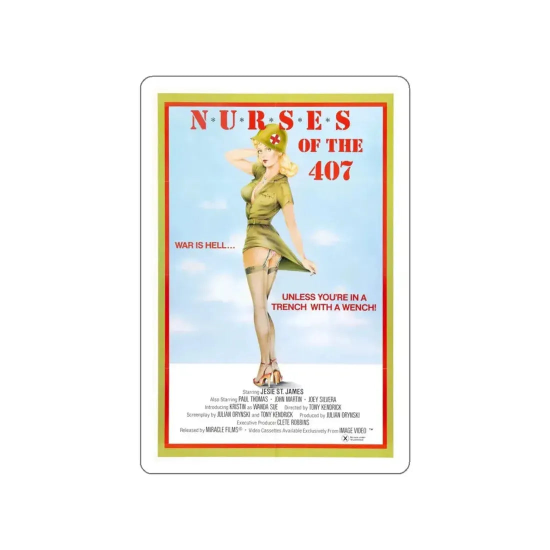 NURSES OF 407 (2) 1982 Movie Poster STICKER Vinyl Die-Cut Decal - The Sticker Space