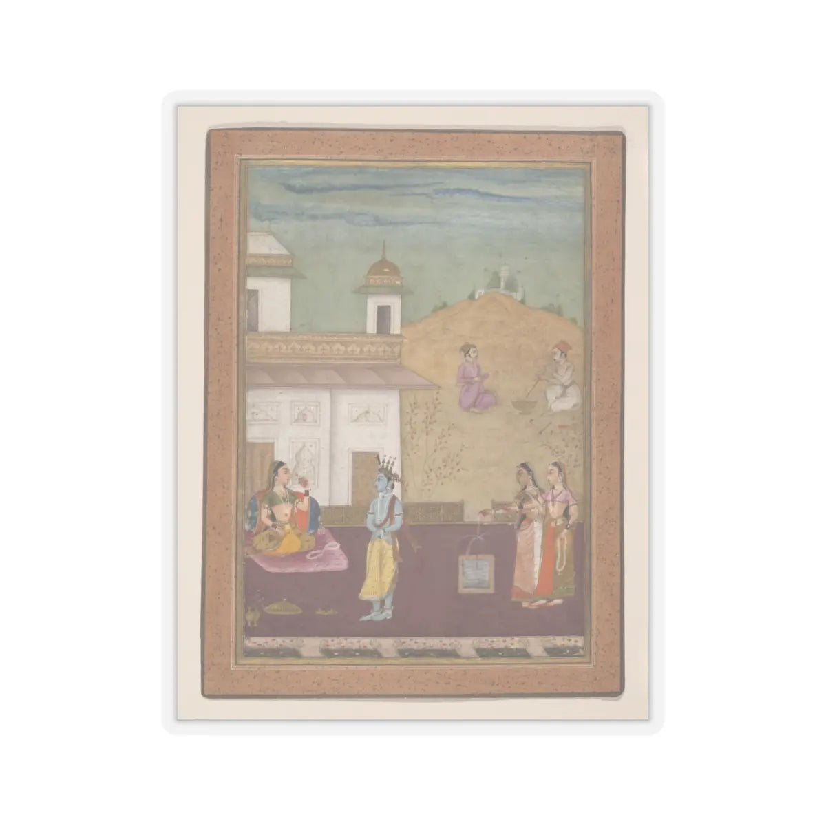 Nuruddin - Page from a Dispersed Rasikapriya (Lover's Breviary) - 1685 v1 - STICKER Vinyl Kiss-Cut Decal