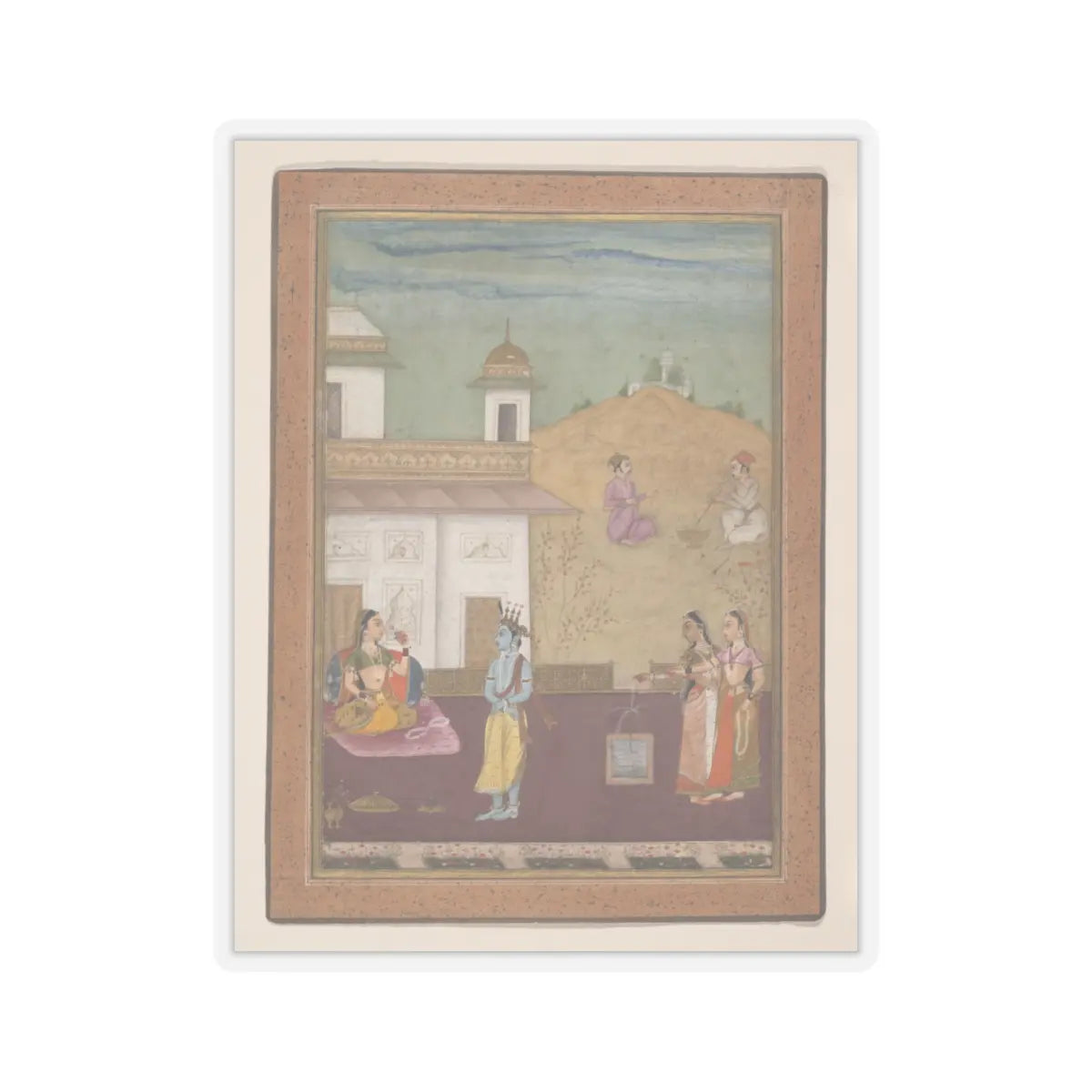 Nuruddin - Page from a Dispersed Rasikapriya (Lover's Breviary) - 1685 v1 - STICKER Vinyl Kiss-Cut Decal