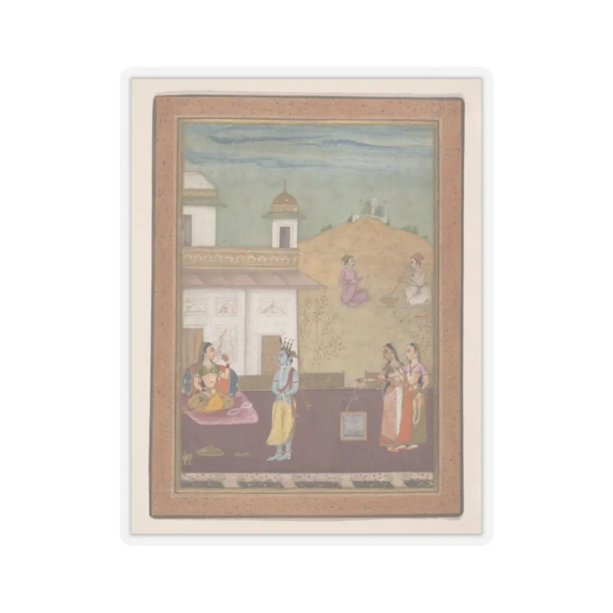Nuruddin - Page from a Dispersed Rasikapriya (Lover's Breviary) - 1685 v1 - STICKER Vinyl Kiss-Cut Decal