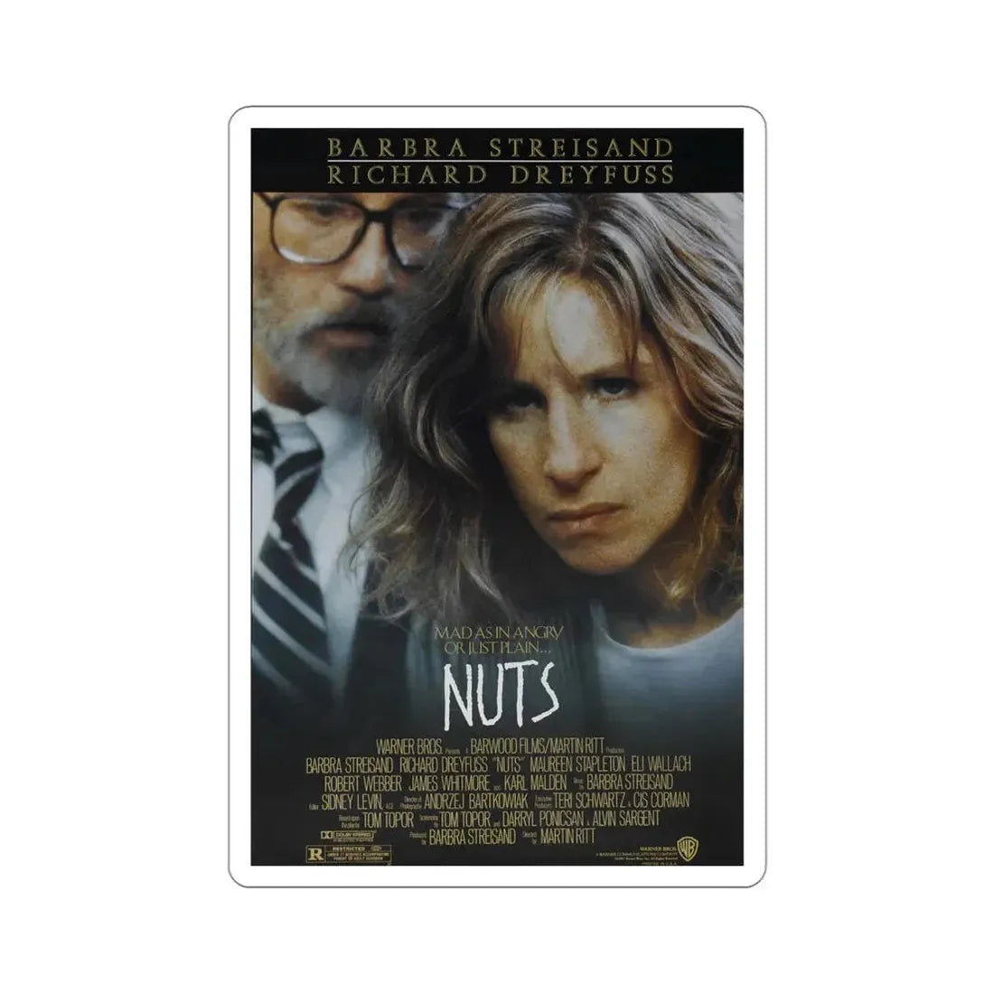 Nuts 1987 Movie Poster STICKER Vinyl Die-Cut Decal 4 Inch - The Sticker Space