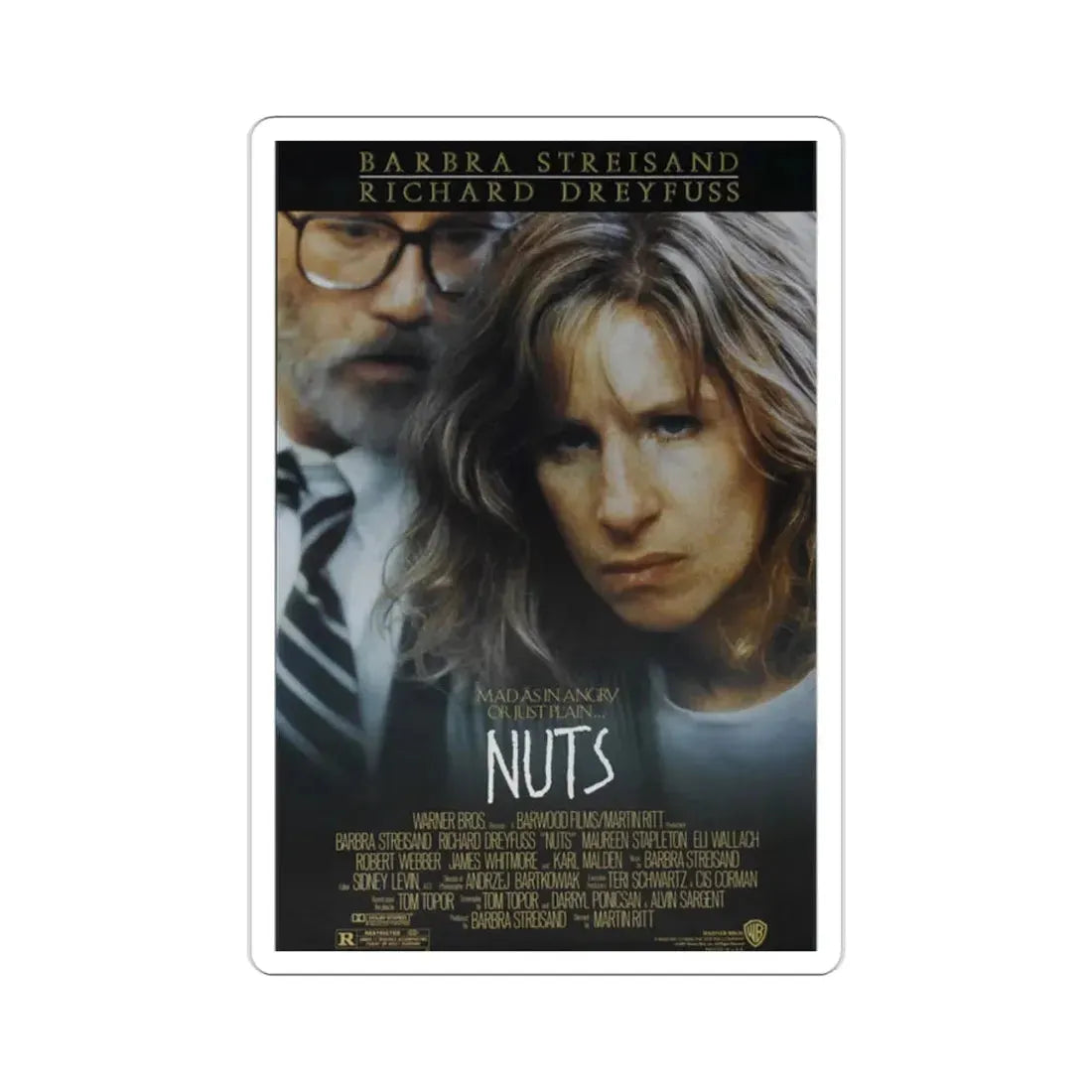 Nuts 1987 Movie Poster STICKER Vinyl Die-Cut Decal - The Sticker Space