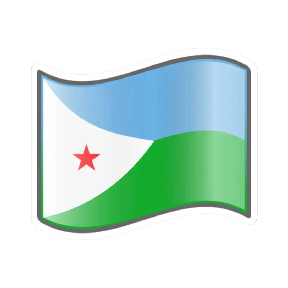 Nuvola Djiboutian flag (Djibouti) STICKER Vinyl Kiss-Cut Decal 2 Inch White - The Sticker Space