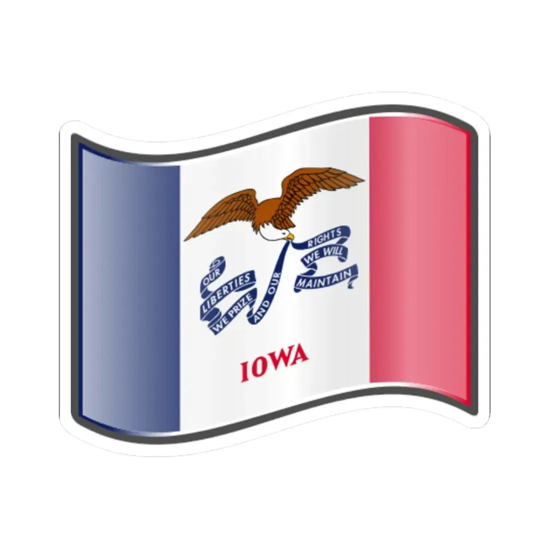 Nuvola Iowa flag (United States) STICKER Vinyl Kiss-Cut Decal 3 Inch White - The Sticker Space