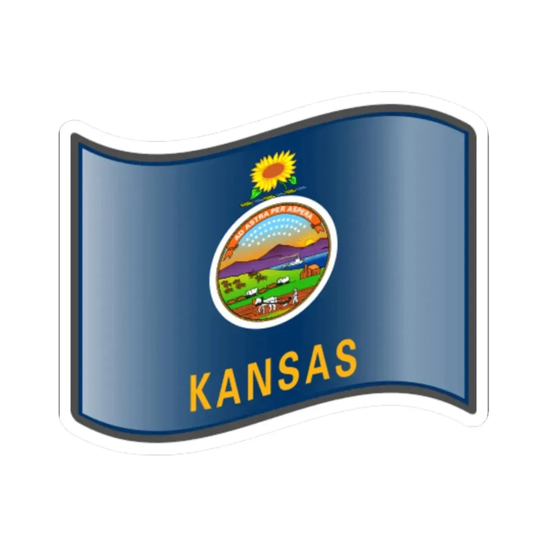 Nuvola Kansas flag (United States) STICKER Vinyl Kiss-Cut Decal 3 Inch White - The Sticker Space