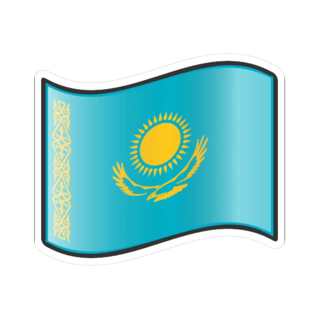 Nuvola Kazakh flag (Kazakhstan) STICKER Vinyl Kiss-Cut Decal 3 Inch White - The Sticker Space