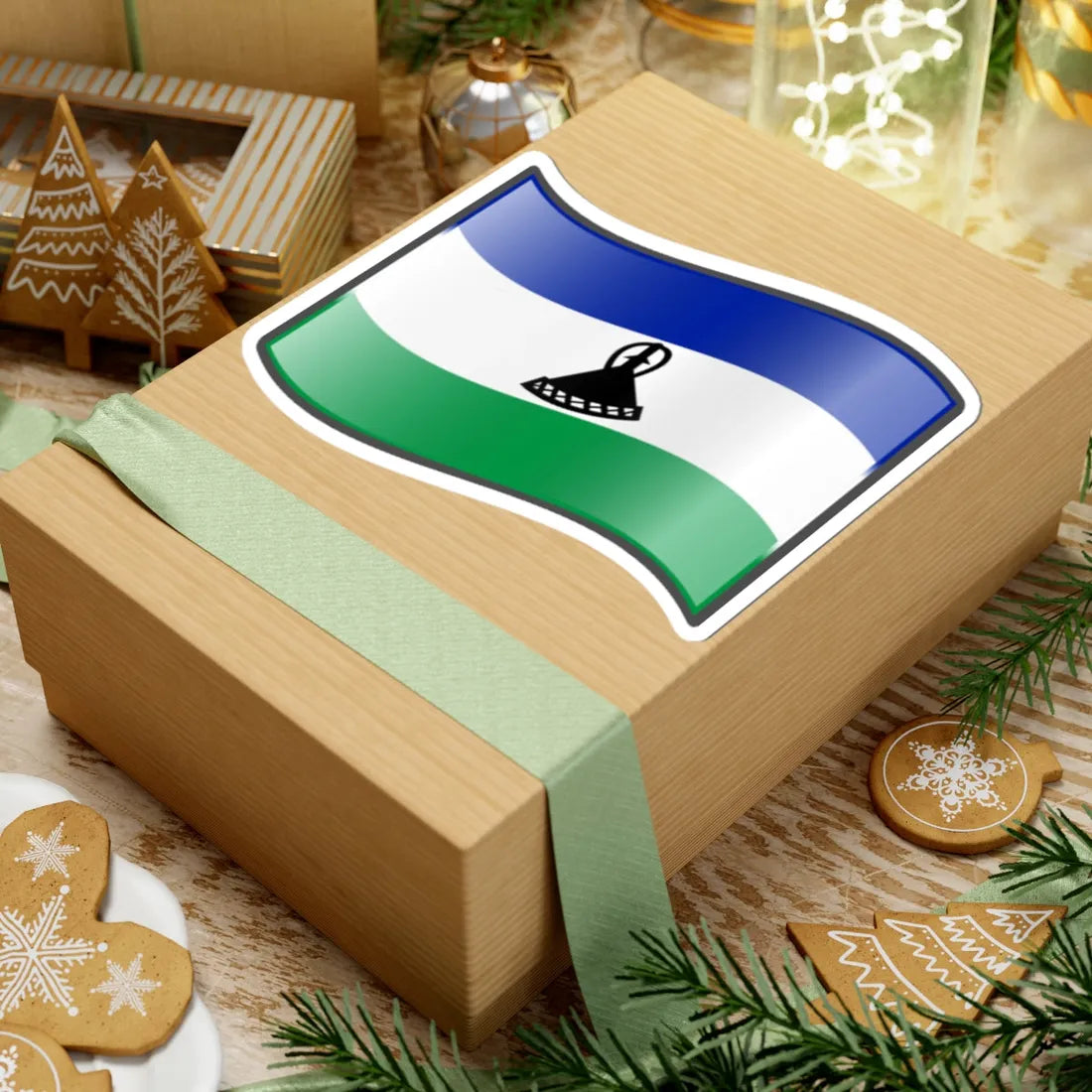 Nuvola Lesotho flag (Lesotho) STICKER Vinyl Kiss-Cut Decal - The Sticker Space