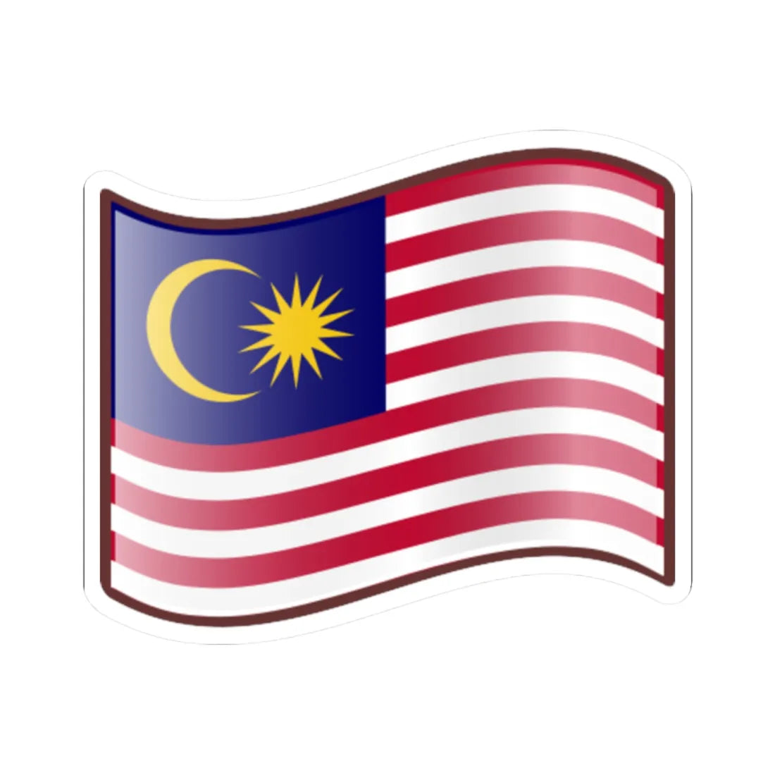 Nuvola Malaysian flag (Malaysia) STICKER Vinyl Kiss-Cut Decal 2 Inch White - The Sticker Space