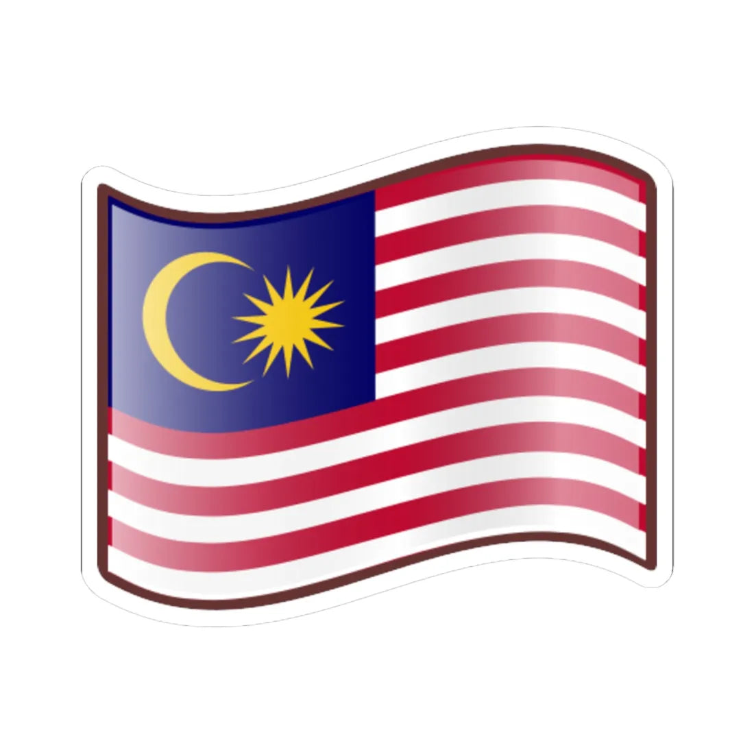 Nuvola Malaysian flag (Malaysia) STICKER Vinyl Kiss-Cut Decal 6 Inch White - The Sticker Space