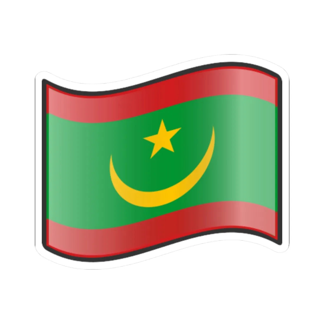 Nuvola Mauritanian flag (Mauritania) STICKER Vinyl Kiss-Cut Decal 2 Inch White - The Sticker Space