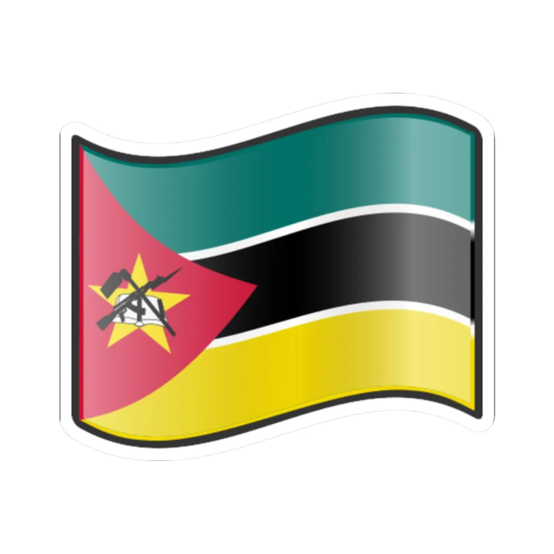 Nuvola Mozambican flag (Mozambique) STICKER Vinyl Kiss-Cut Decal 2 Inch White - The Sticker Space