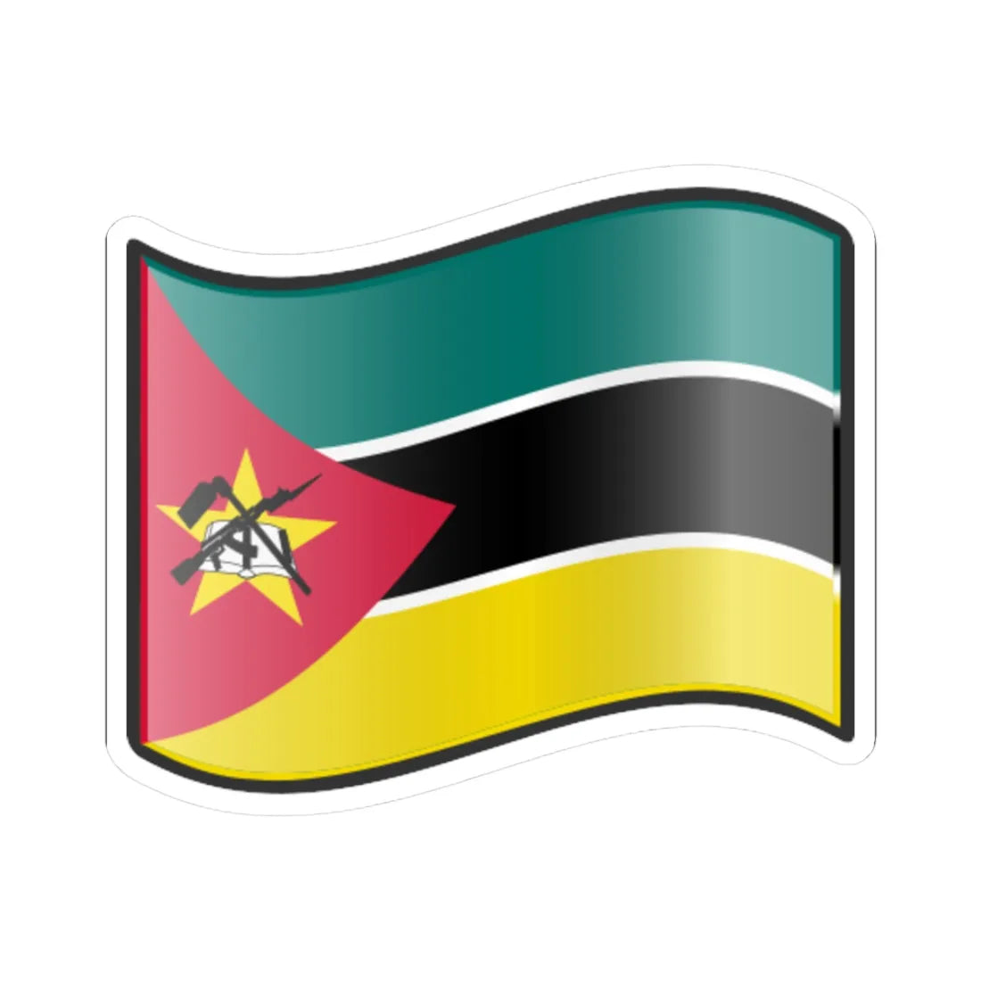 Nuvola Mozambican flag (Mozambique) STICKER Vinyl Kiss-Cut Decal 3 Inch White - The Sticker Space