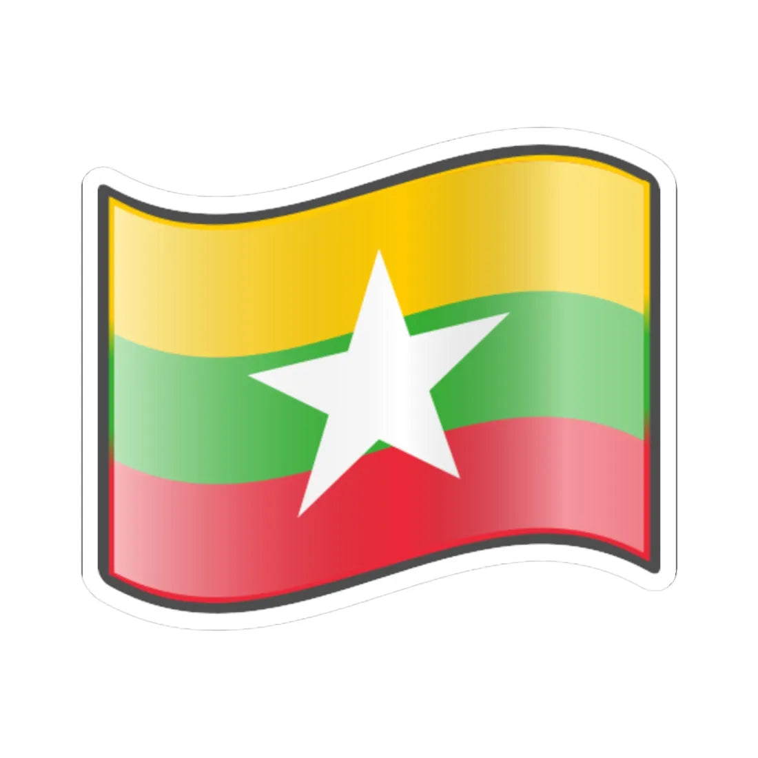 Nuvola Myanmar flag (Myanmar) STICKER Vinyl Kiss-Cut Decal 4 Inch White - The Sticker Space