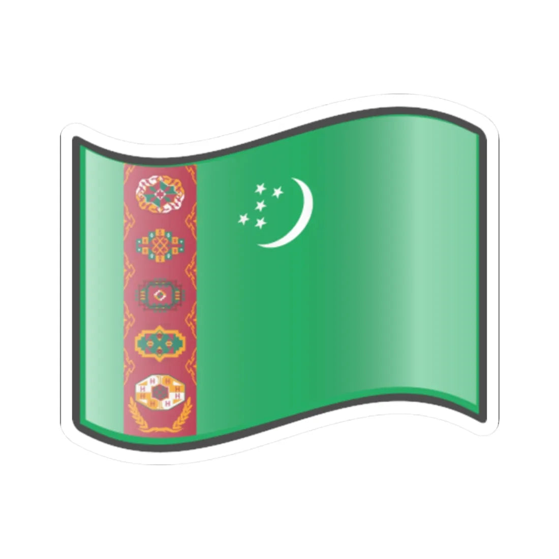 Nuvola Turkmen flag (Turkmenistan) STICKER Vinyl Kiss-Cut Decal 2 Inch White - The Sticker Space