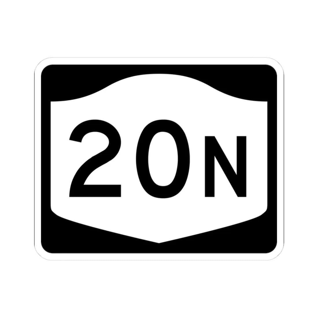 NY-20N (New York) (Road Sign) STICKER Vinyl Kiss-Cut Decal 3 Inch White - The Sticker Space