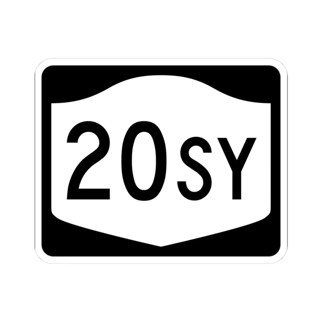 NY-20SY (New York) (Road Sign) STICKER Vinyl Kiss-Cut Decal 3 Inch White - The Sticker Space