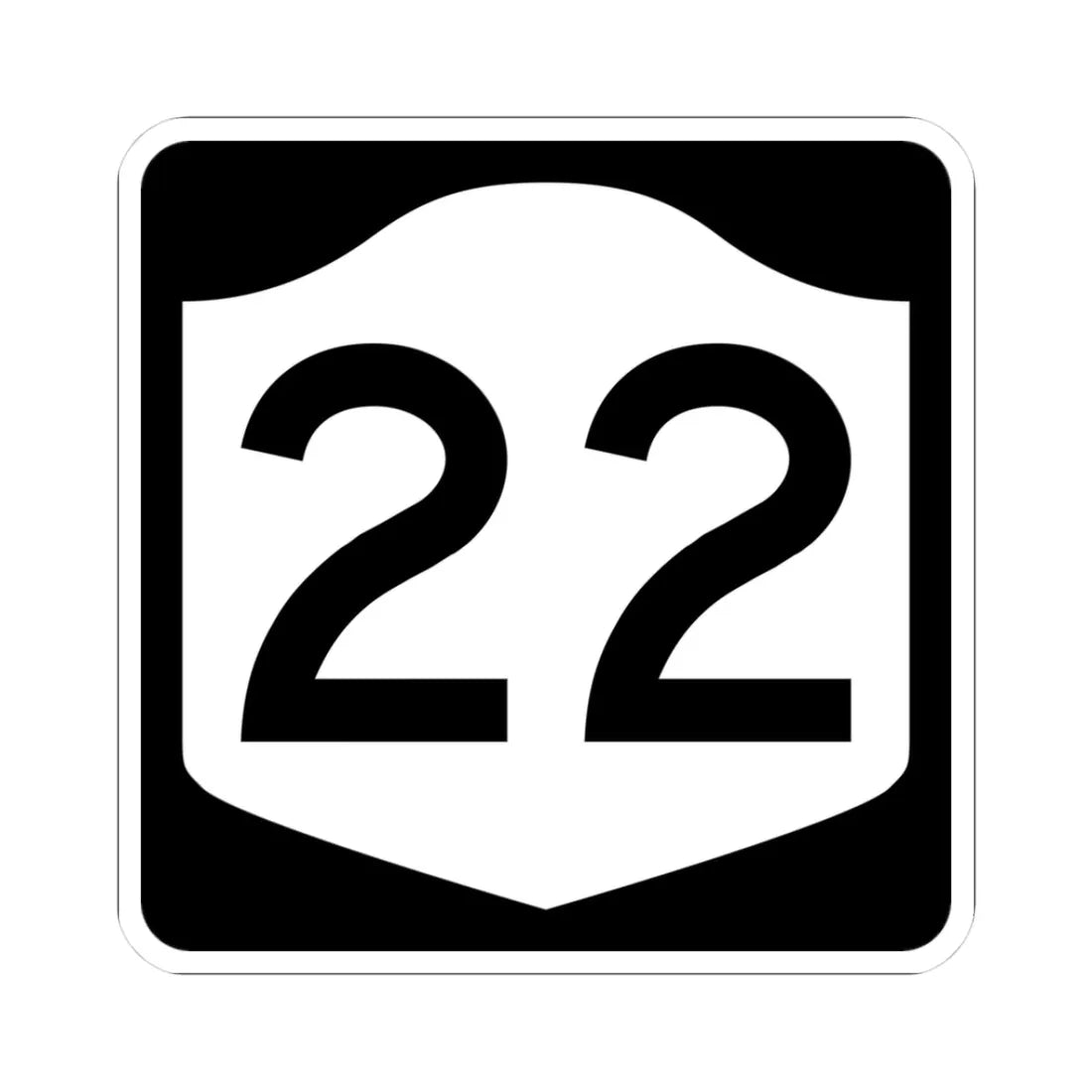 NY-22 (New York) (Road Sign) STICKER Vinyl Kiss-Cut Decal 3 Inch White - The Sticker Space